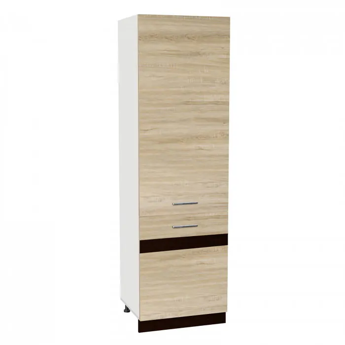 Soldat 60 YANA, 2 usi, corp alb, fronturi sonoma deschis + sonoma inchis, 60x60x200 cm