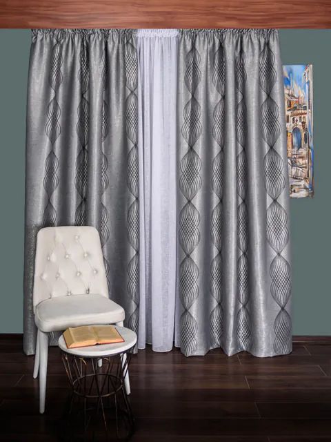 Draperie blackout gri/negru model abstract