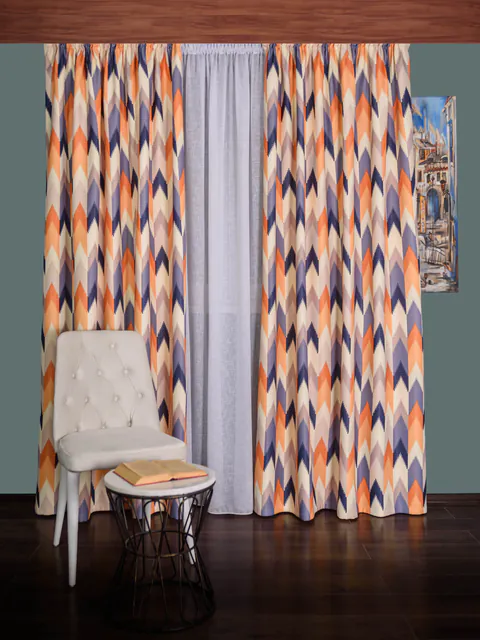 Draperie satin model zig-zag, multicolor