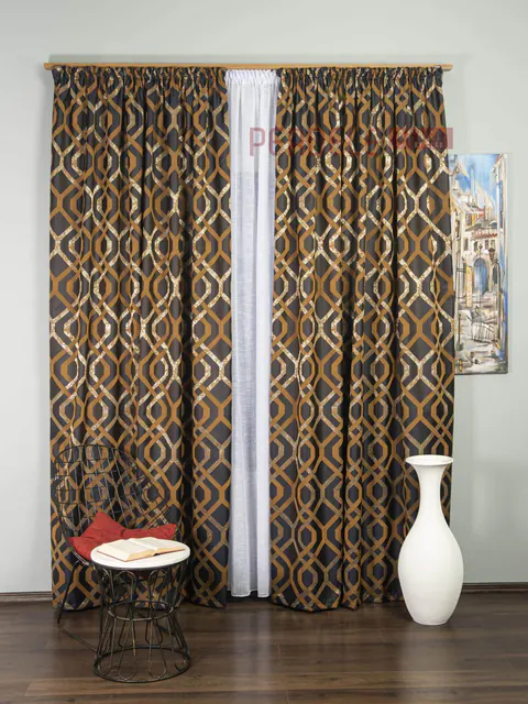 Draperie tafta wenge, auriu