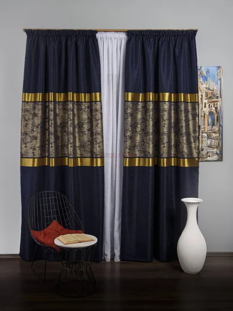 Draperie tip panou albastru auriu