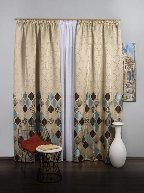 Draperie tip panou bej,albastru,maro