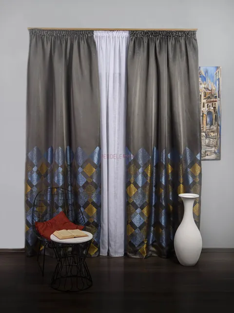 Draperie tip panou gri,bleu,galben