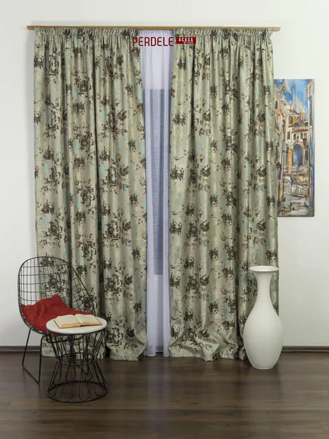 Draperii stofa crem,maro,bleu