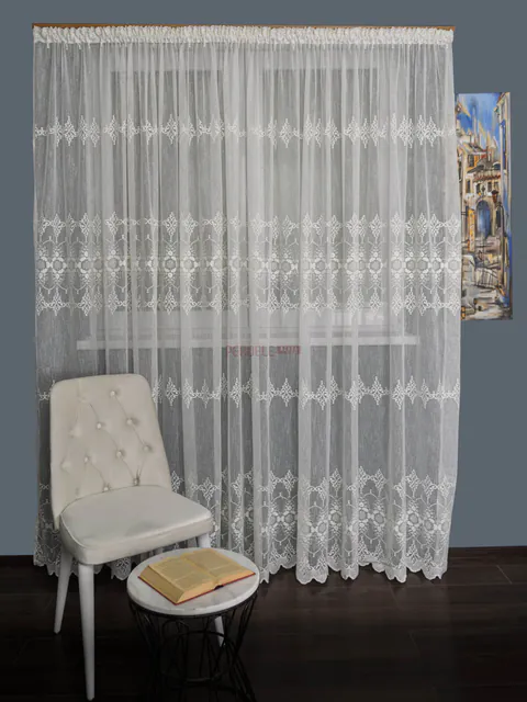 Perdea borangic brodat crem