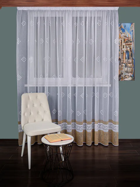 Perdea de Pascani alb/camel