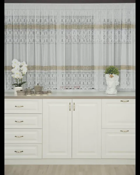 Perdea de pascani alb,camel