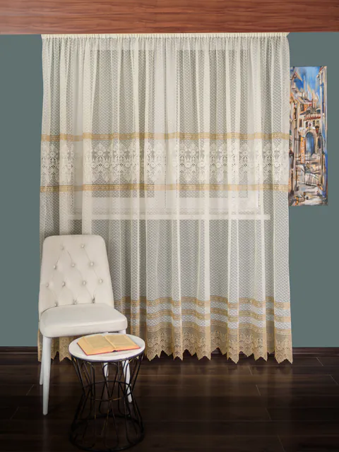 Perdea de pascani crem/camel