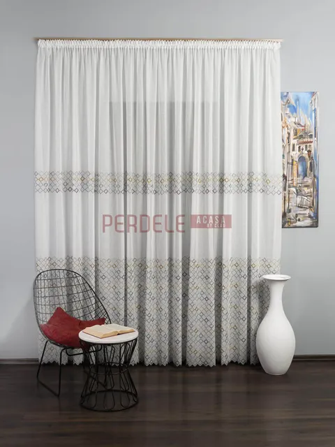 Perdea in ivoire,albastru,mov