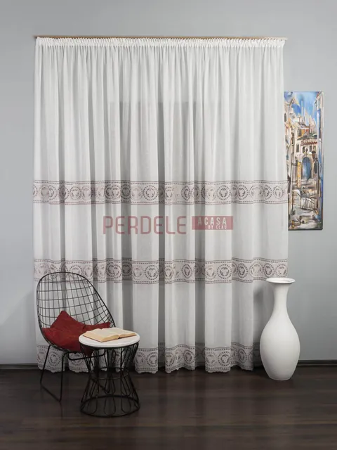 Perdea in ivoire,roz,lila