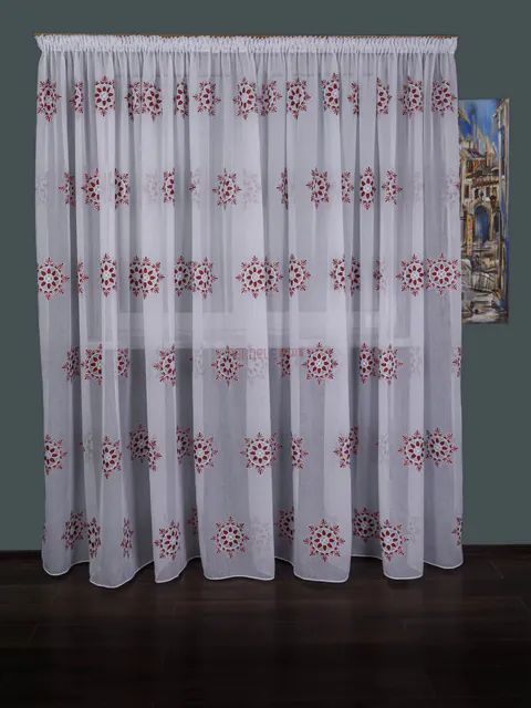 Perdea model flori grena