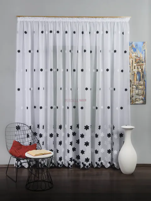 Perdea model flori negru