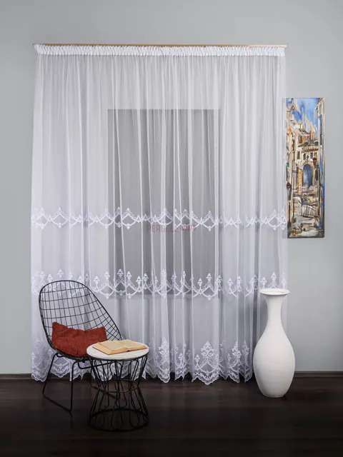 Perdea tulle brodat alb