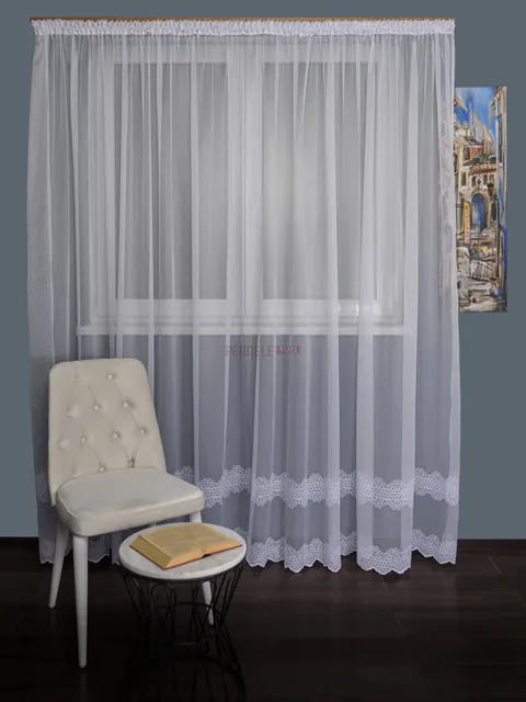 Perdea tulle brodat alb