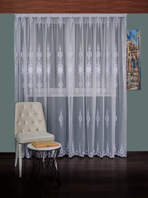 Perdea tulle brodat alb