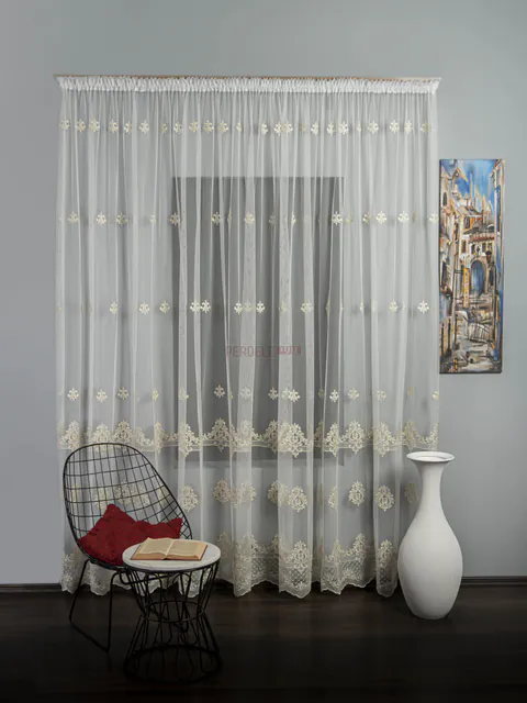 Perdea tulle brodat crem