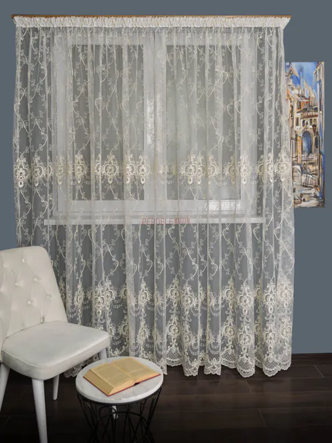 Perdea tulle brodat crem