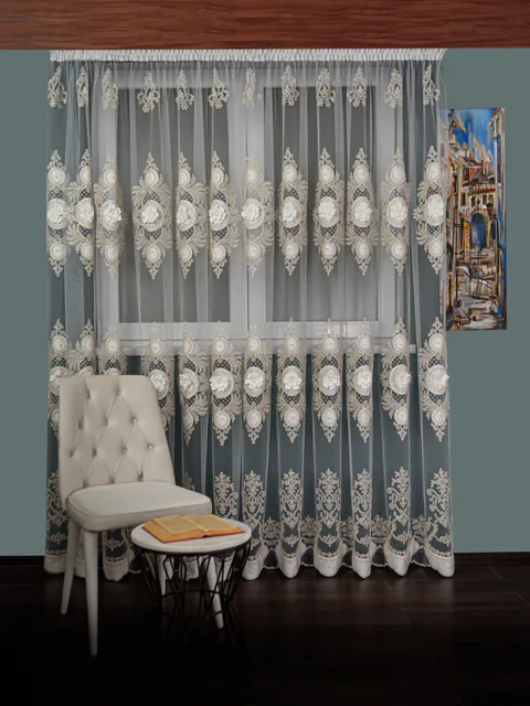 Perdea tulle brodat crem