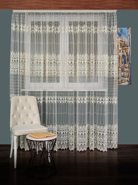 Perdea tulle brodat crem