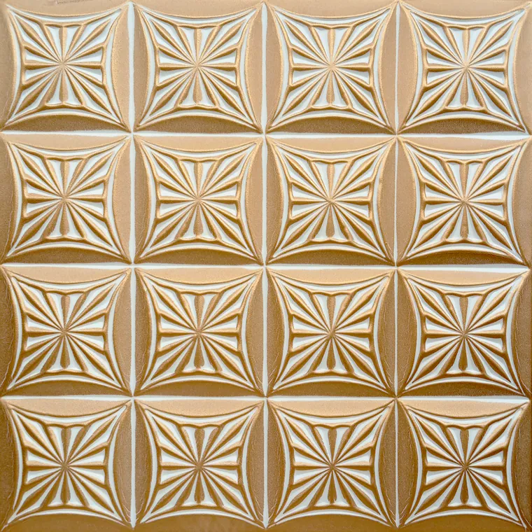 Tavan fals decorativ 08-ZL-81 polistiren extrudat auriu 50x50x0.4 cm
