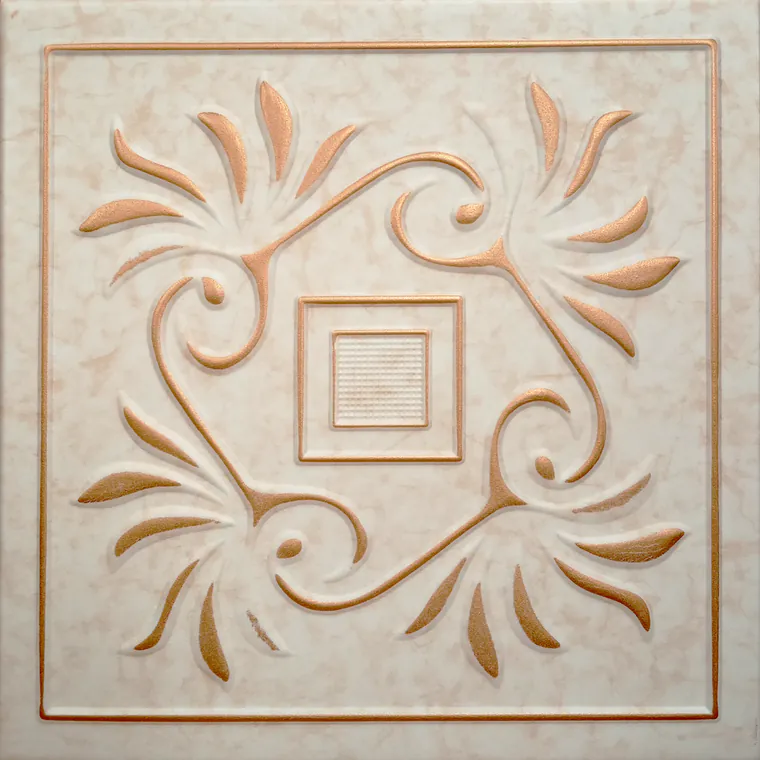 Tavan fals decorativ 51-ZL-59 polistiren extrudat auriu 50x50x0.4 cm