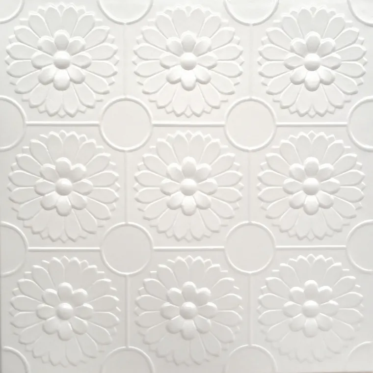 Tavan fals decorativ 0877 polistiren extrudat alb 50x50x0.4 cm