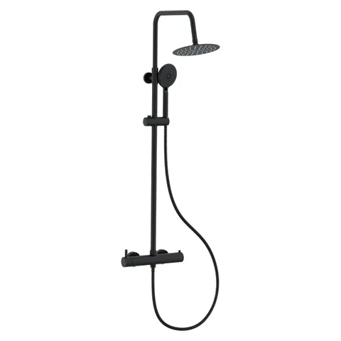 Coloana de dus Boet 82430/3/N baterie dus cu termostat tubulara furtun si para de dus incluse negru mat