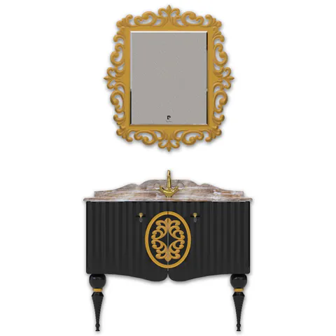 Set mobilier baie Pierre Cardin Moma 3 piese negru 106 cm