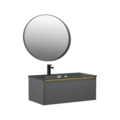 Set mobilier baie Orka Lisbon suspendat 3 piese anthracite 90 cm