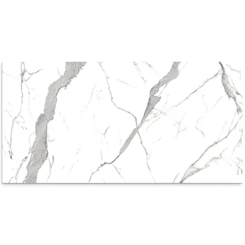 Gresie exterior / interior portelanata Calacatta Elite Bookmatch B 120 x 240 cm lucioasa rectificata tip marmura