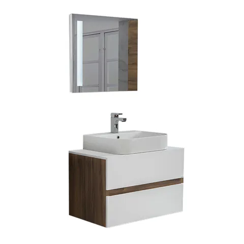 Set mobilier baie Solo suspendat 3 piese alb 80 cm