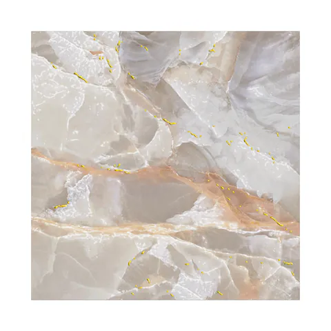 Gresie exterior / interior portelanata Metro Inserto Gold 60 x 60 cm lucioasa rectificata tip marmura