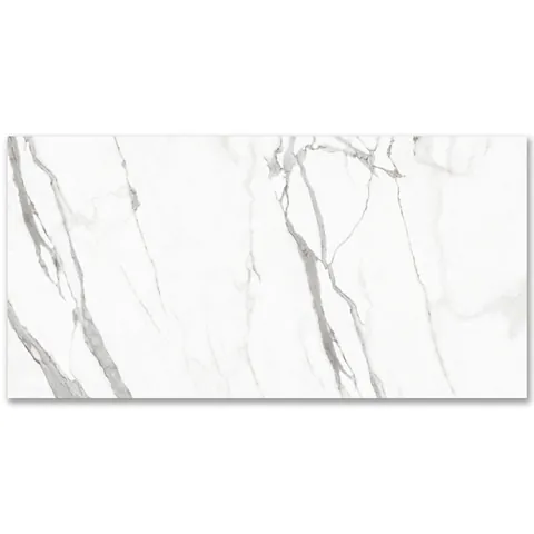 Gresie exterior / interior portelanata Statuario Natural 120 x 240 cm lucioasa rectificata tip marmura