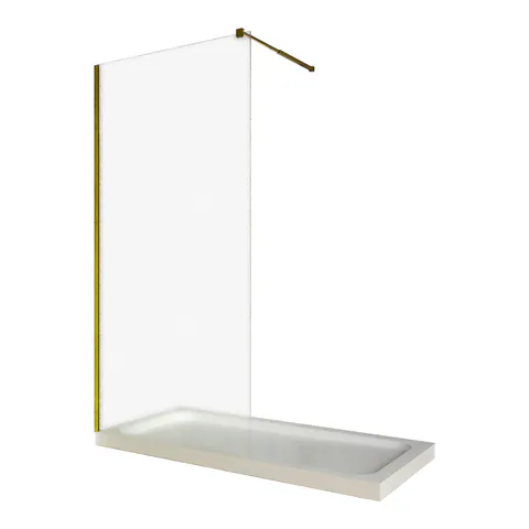 Paravan dus walk in / Perete dus sticla sablata 6 mm profil auriu tija extensibila 120 x 200 cm