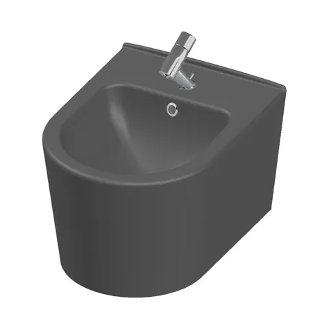 Bideu montare suspendata Celesta Vista 50 x 35 cm ceramica gri mat montaj / cadru fixare ascuns