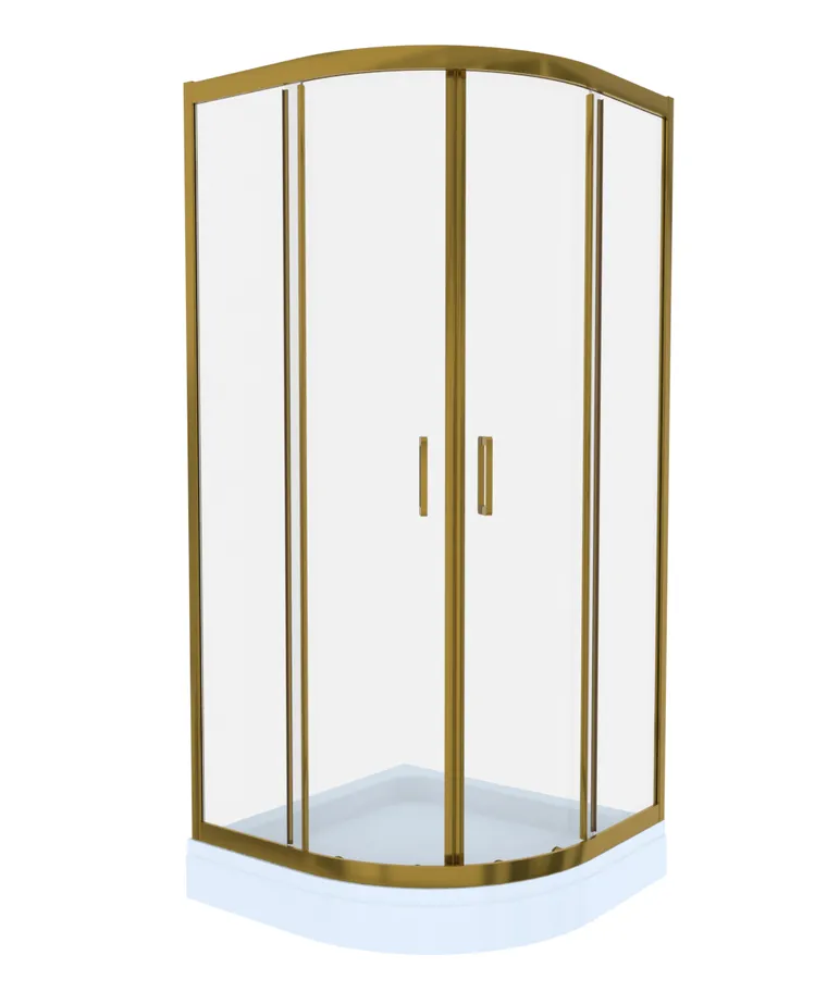 Cabina de dus simpla Celesta Titan semirotunda sticla transparenta 6 mm 80 x 80 x 190 cm profil auriu