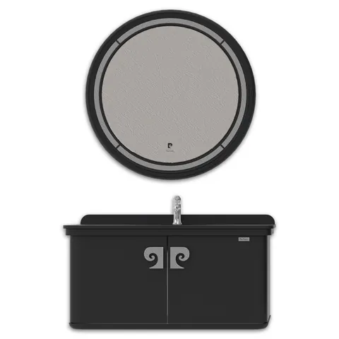 Set mobilier baie Pierre Cardin Eva suspendat 3 piese negru-argintiu mat 101 cm