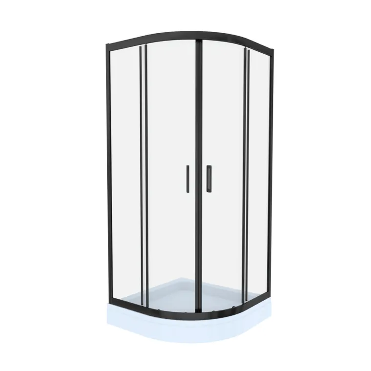 Cabina de dus simpla Celesta Titan semirotunda sticla transparenta 6 mm 90 x 90 x 190 cm profil negru