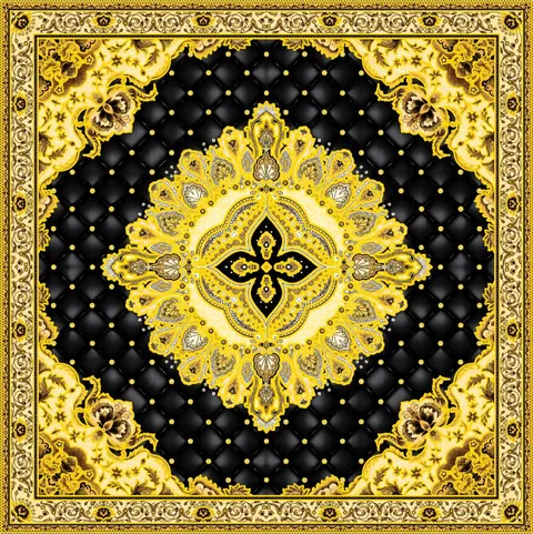 Gresie decorativa / covor ceramic Baroque Amara Nero 121103-4B 120X120 (4 placi 60X60) lucioasa