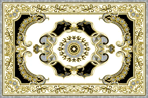 Gresie decorativa / covor ceramic Baroque Hajar 1218714-1B 120X180 (6 placi 60X60) lucioasa