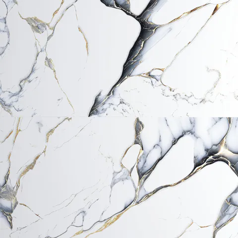 Gresie cu insertii aurii exterior / interior Cobra Black Gold Insert Carving 60X120 lucioasa portelanata rectificata tip marmura