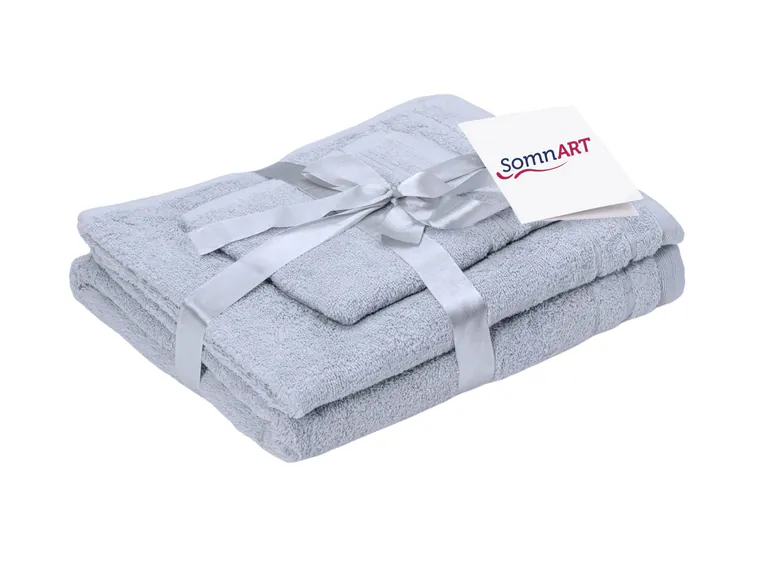 Set prosoape bumbac Somnart, 600gsm, de fata 50x90 cm + de corp 70x140 + de maini 30x50 cm, gri