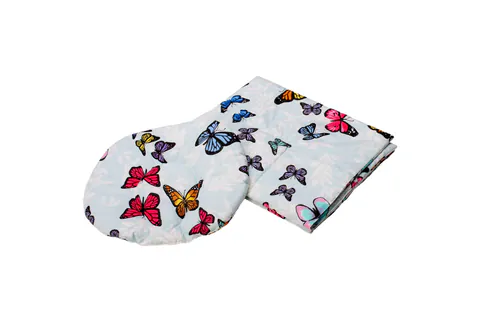 Set paturica + pernuta pentru formarea capului bebelusului SomnArt, model fluturas, Bleu