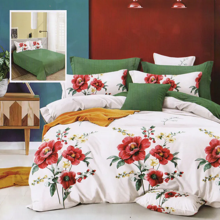 2 x Lenjerie de pat finet 6 piese, Flori de Camp