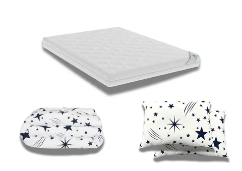 Pachet Promo: Saltea HypoallergenicMed PolyCotton 180x200x16 + Pilota bumbac Stelute 200x220 + 2 Perne bumbac Stelute 50x70