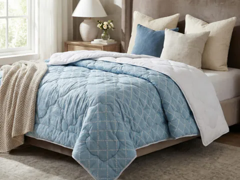 Pilota Duo Comfort Azure 200×220, Somnart, matlasata, umplutura medie-groasa 300 gr/mp, pentru primavara – toamna