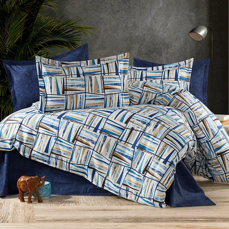 Lenjerie de pat 4 piese, Bumbac Ranforce, cearceaf pat clasic, cearceaf pilota 200x230, 2 fete perna 50x70, 2 fete perna 70x70, RNFN 251