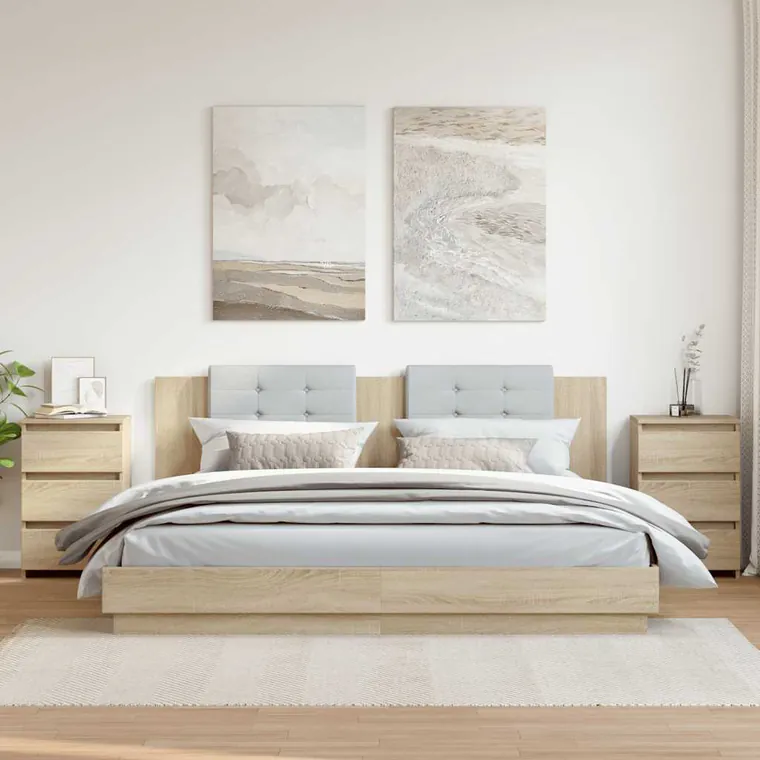 vidaXL Noptiere, 2 buc., stejar sonoma, 40x35x62,5 cm, lemn compozit