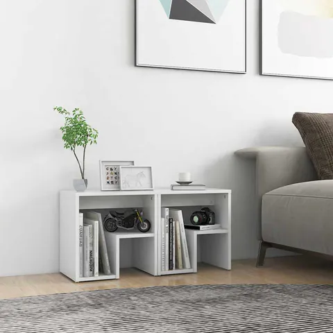 vidaXL Noptiere, 2 buc., alb, 40x30x40 cm, PAL