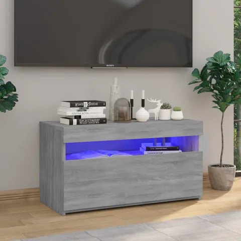 vidaXL Comodă TV cu lumini LED, sonoma gri, 75x35x40 cm